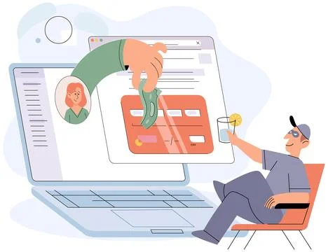 Computer hacker who steals money and personal data on Internet. Web crime with Stockillustratie