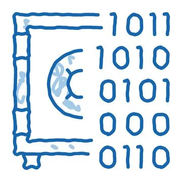 Computer Hacking with Binary Code doodle icon hand drawn illustration Stock Illustration