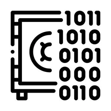 Computer Hacking with Binary Code Icon Vector Outline Illustration Stock Illustration