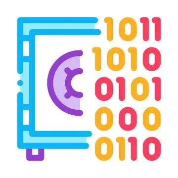 Computer Hacking with Binary Code Icon Vector Outline Illustration 库存插图