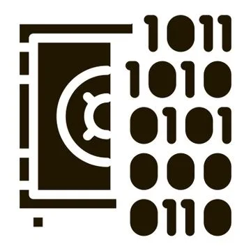 Computer Hacking with Binary Code Icon Vector Glyph Illustration Stock Illustration