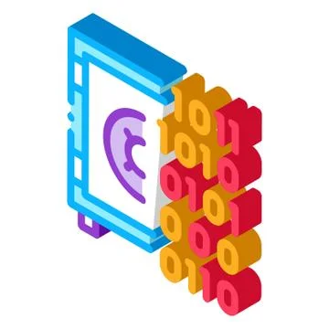 Computer Hacking with Binary Code isometric icon vector illustration Stock Illustration