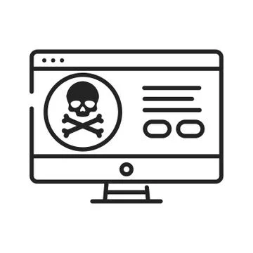 Computer hacking black line icon. Attempt to exploit a computer system or a p Stock Illustration
