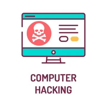 Computer hacking color line icon. Attempt to exploit a computer system or a p Stock Illustration
