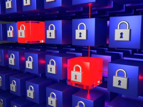 Computer hacking concept. The attack on the segments. Red line Stock Illustration