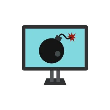 Computer hacking icon, flat style Stock-Illustration