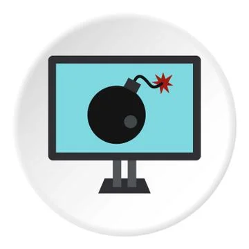 Computer hacking icon, flat style Stock-Illustration