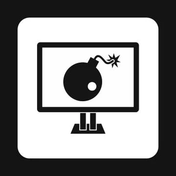 Computer hacking icon, simple style Stock Illustration