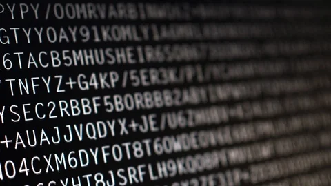 Computer hacking in process, texts running and flowing on screen Stock Footage 90091947