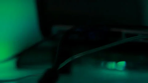 Computer hacking setup with LEDs Video stock 37231604