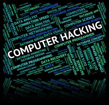 Computer Hacking Shows Connection Text And Crack Stock-Illustration