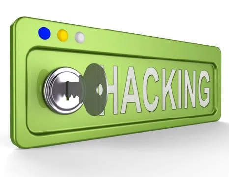 Computer Hacking Shows Crime Threat 3d Illustration Stock Illustration