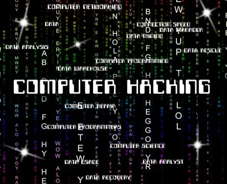 Computer Hacking Shows Crime Threat And Vulnerable Stock Illustration