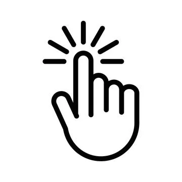 Computer hand cursor click icon linear logo mark in black and white 스톡 일러스트