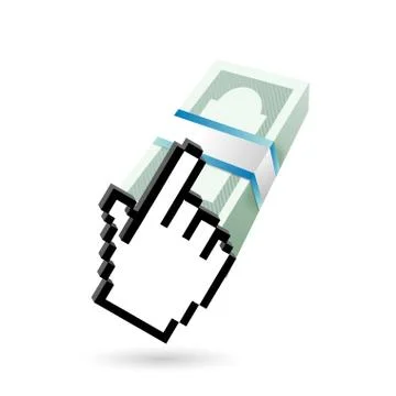 Computer hand cursor with money sign illustration design Stockillustratie