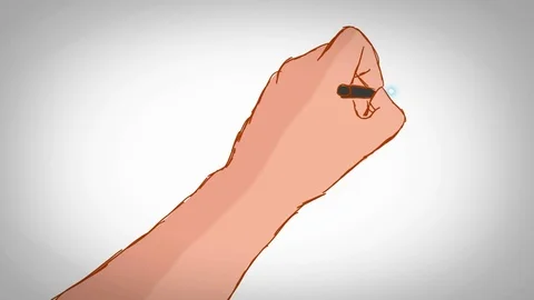 Computer  - Hand Drawn - Caucasian Hand - green screen - red Stock Footage 70167580