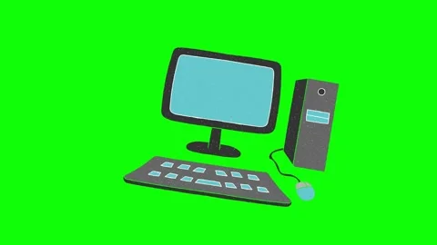 Computer hand drawn green screen. floating loop animation Stock Footage 130970397