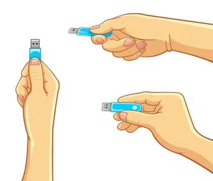 Computer - Hand Holding a USB Flash Drive Illustrazione stock
