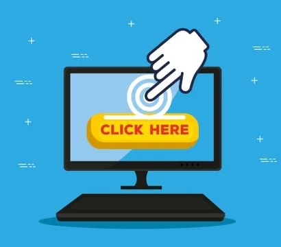 Computer with hand mouse pixel cursor Stock Illustration