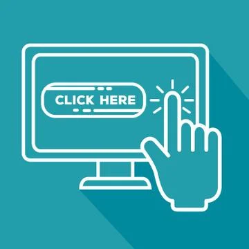 Computer with hand pixel click cursor Stock Illustration