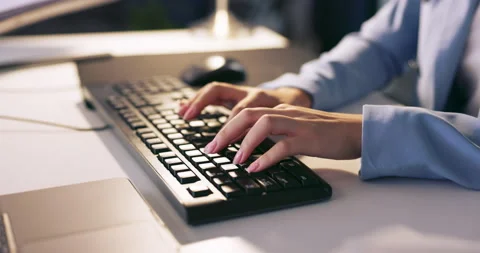 Computer, hands and keyboard typing of a business woman coding for programmer Stock Footage 226282699