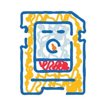 Computer hard disk data storage scribble icon Stock Illustration