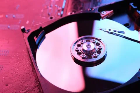 Computer Hard disk drives HDD , SSD on circuit board ,motherboard background. 스톡 사진