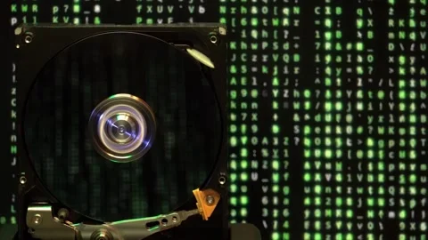Computer hard disk on green moving background. Stock Footage 302112879