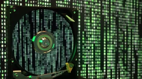 Computer hard disk on green moving background. Stock Footage 310648652