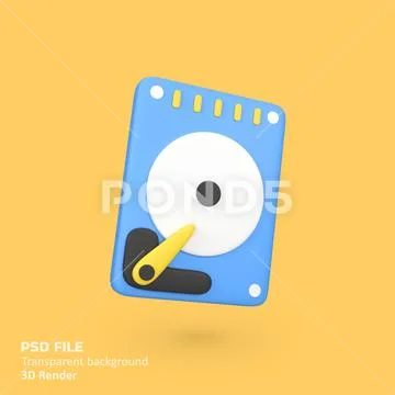 Computer hard disk isolated 3d render icon illustration PSD Template