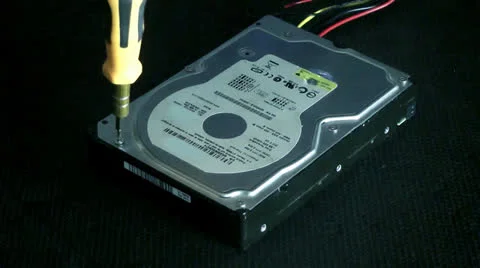 Computer hard disk tear down Stock Footage 23359457