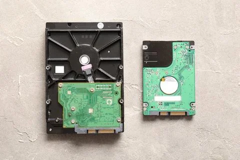Computer hard drive and solid state drive components for data storage and tec Stock Photos