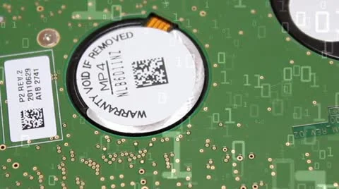 Computer hard-drive with binary code overlaid Stockbeeldmateriaal 11286173