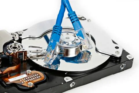 Computer hard drive with cables Stock Photos
