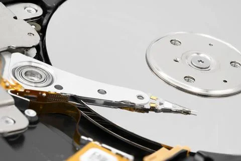 Computer hard drive. Close-up of disassembled hard drive. Computer hard dr... Stock-Fotos
