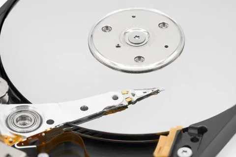 Computer hard drive. Close-up of disassembled hard drive. Computer hard dr... Stock-Fotos