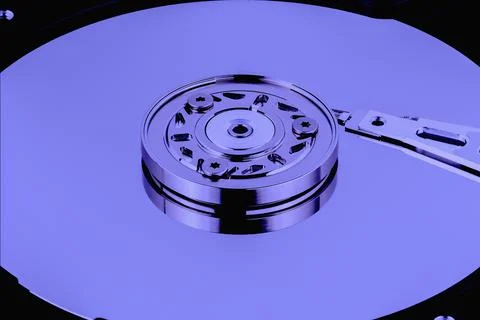 Computer hard drive in color tinted close-up Stock Photos