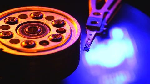 Computer hard drive disc start up and stop Stock Footage