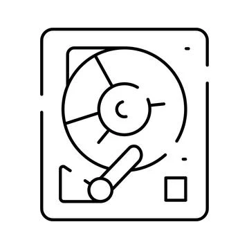 Computer hard drive disk storage line icon Stock Illustration