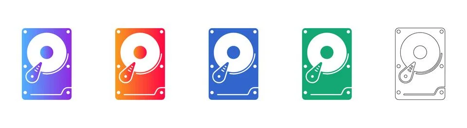 Computer Hard Drive Hardware Icons Illustrazione stock