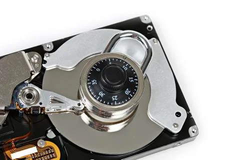 Computer hard drive with lock Stock Photos