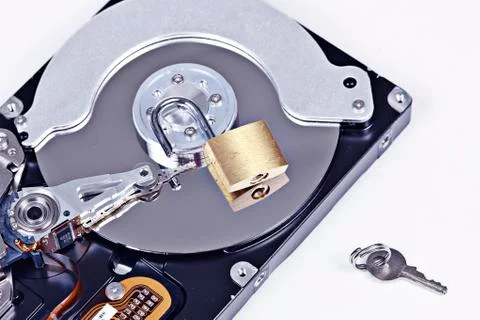 Computer hard drive with lock Stock Photos