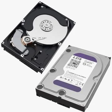 Computer Hard Drive Open and Closed 3D Model
