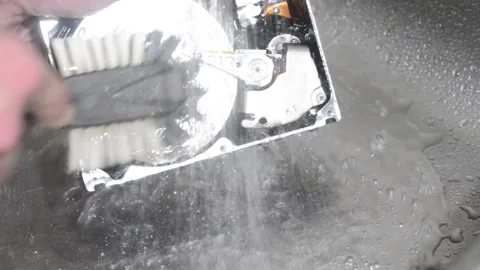 Computer hard drive under running water. Stock Footage 220725815