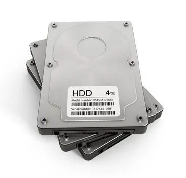 Computer hard drives stack Stack of computer hard disk drive isolated on w... Foto stock