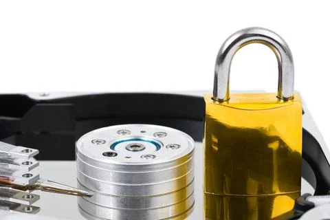 Computer harddrive and lock Computer harddrive and lock - security concept... Stock Photos