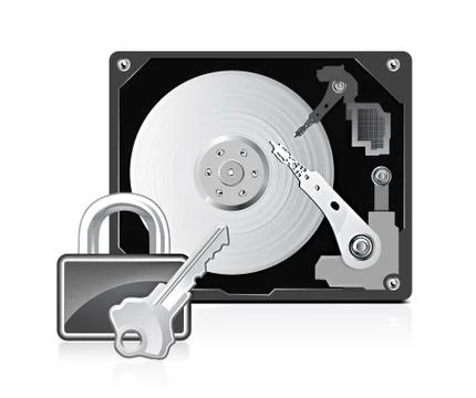 Computer harddrive and lock Stock Illustration
