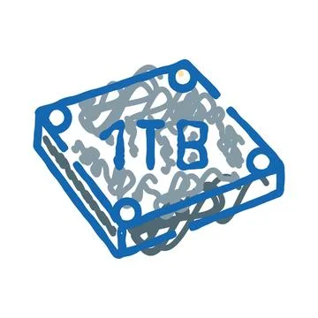 Computer hardware 1tb doodle drawing illustration Stock Illustration