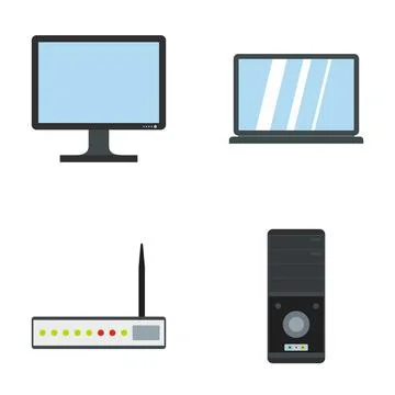 Computer hardware and network devices illustration set Stock-Illustration