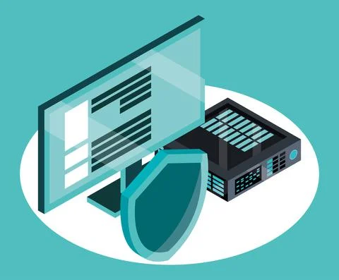 Computer hardware and protection Stock Illustration